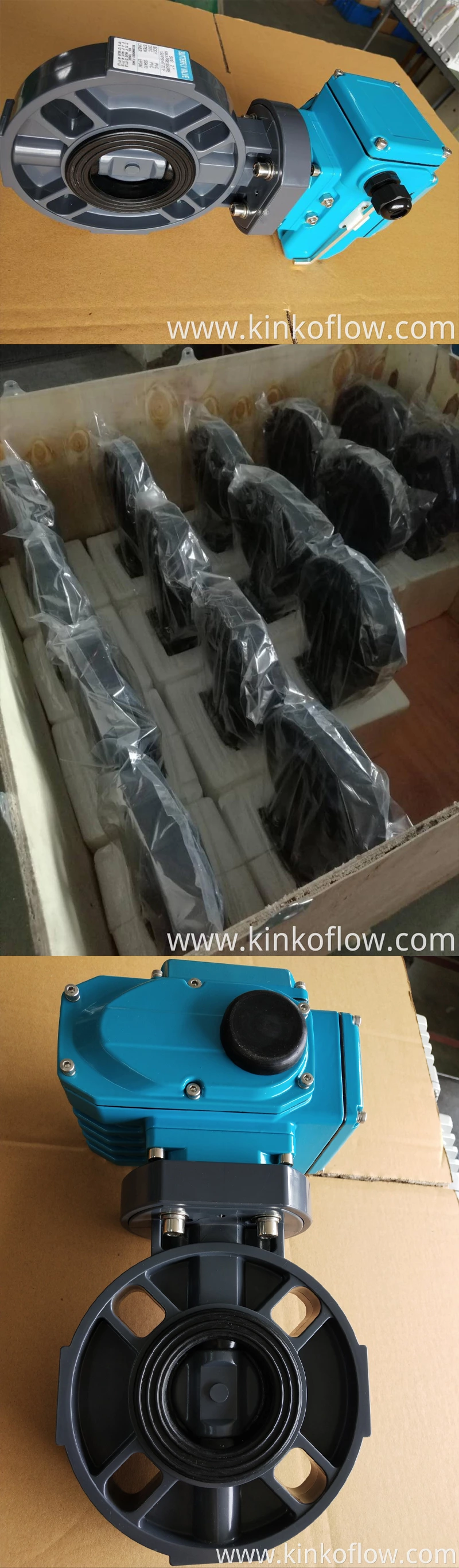 วาล์วผีเสื้อ UPVC แบบหนีบคู่ไฟฟ้า
