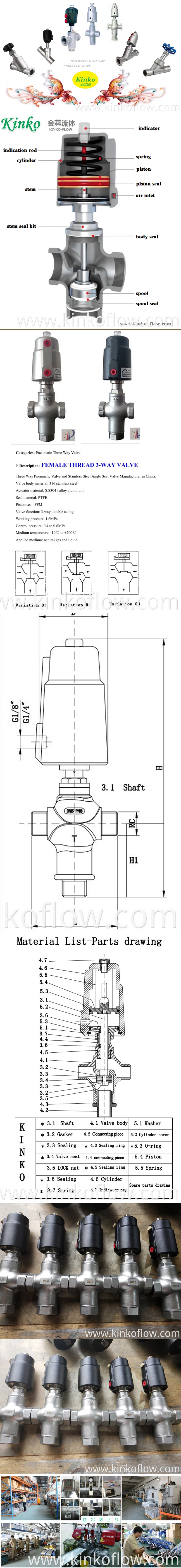 วาล์วมุมวาล์วแบบเกลียว 3 ทาง PA PNEUMATIC